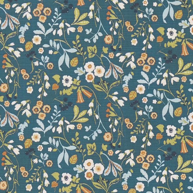 Ashbee Denim/Spice by Clarke And Clarke Designer Fabric CLARKE & CLARKE SHERWOOD COTTON - 100% Turkey MEDIUM Horizontal: - and Vertical: - 54 - Swanky Fabrics -