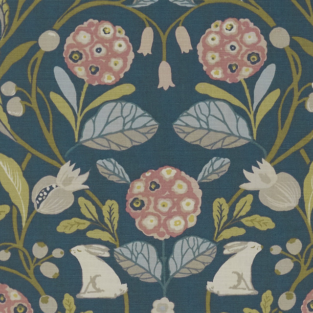 Forester Teal/Blush by Clarke And Clarke Designer Fabric CLARKE & CLARKE SHERWOOD COTTON - 100% Turkey MEDIUM Horizontal: - and Vertical: - 54 - Swanky Fabrics -