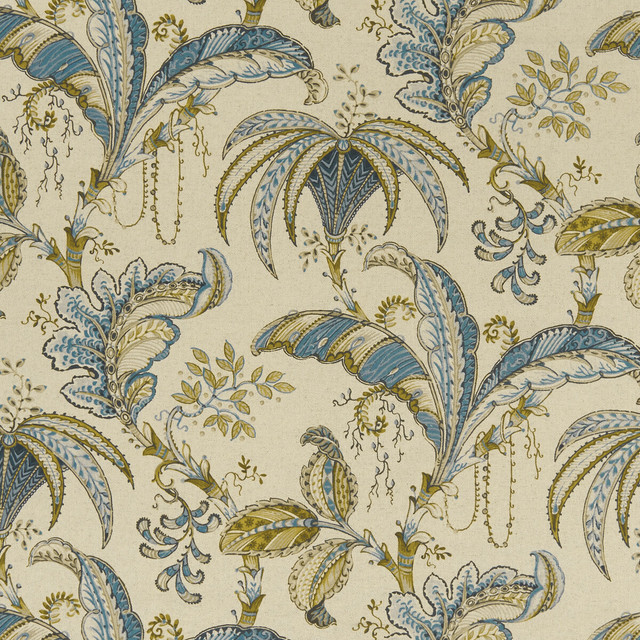 Ophelia Teal/Spice by Clarke And Clarke Designer Fabric CLARKE & CLARKE EDEN COTTON - 90%;LINEN - 10% Spain MEDIUM Horizontal: 26.625 and Vertical: 24.875 54.375 - Swanky Fabrics -