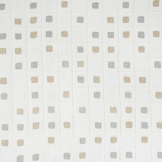 Gridwork Dune by Kravet Basics Designer Fabric JEFFREY ALAN MARKS OCEANVIEW LINEN - 99%;COTTON - 1% India - Horizontal: 12.75 and Vertical: 12.75 50.5 - Swanky Fabrics -