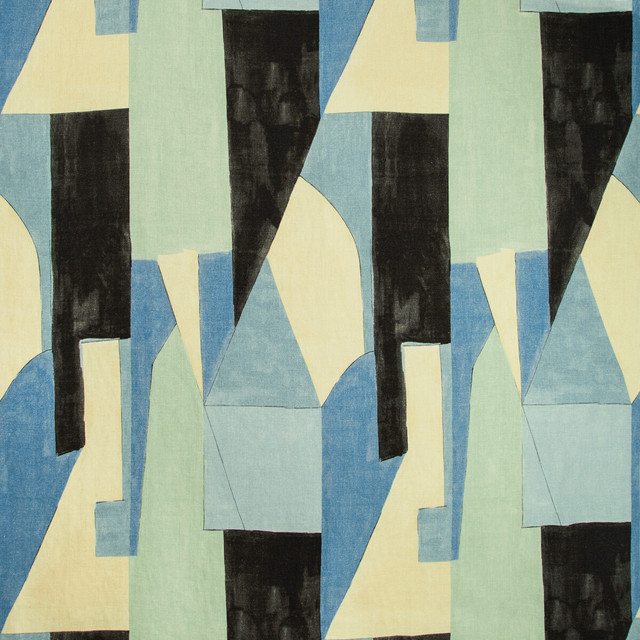 District Cobalt by Groundworks Designer Fabric KELLY WEARSTLER V LINEN - 100% Italy MEDIUM Horizontal: 26.25 and Vertical: 40 52.5 - Swanky Fabrics -