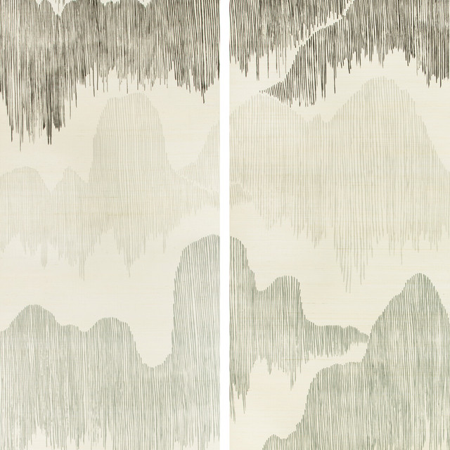 Cascadia Paper Pearl by Groundworks Designer Wallcovering KELLY WEARSTLER WALLPAPERS IV JUTE - 90%;COTTON - 10% Italy - Horizontal: 68.5 and Vertical: 90.55 68.5 - Swanky Fabrics -