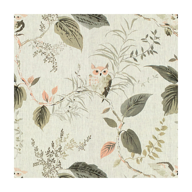 Owlish Blush by Kravet Design Designer Fabric KATE SPADE CURIOSITIES LINEN - 100% China MEDIUM Horizontal: 27 and Vertical: 27 54 - Swanky Fabrics -
