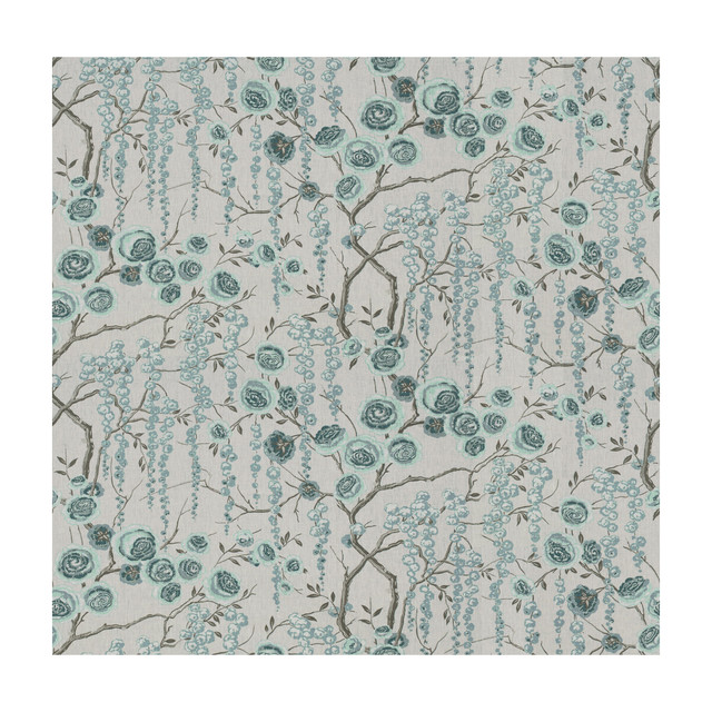 Peonytree Aquamarine by Kravet Basics Designer Fabric SARAH RICHARDSON HARMONY LINEN - 100% China MEDIUM Horizontal: 54.5 and Vertical: 27 54.5 - Swanky Fabrics -