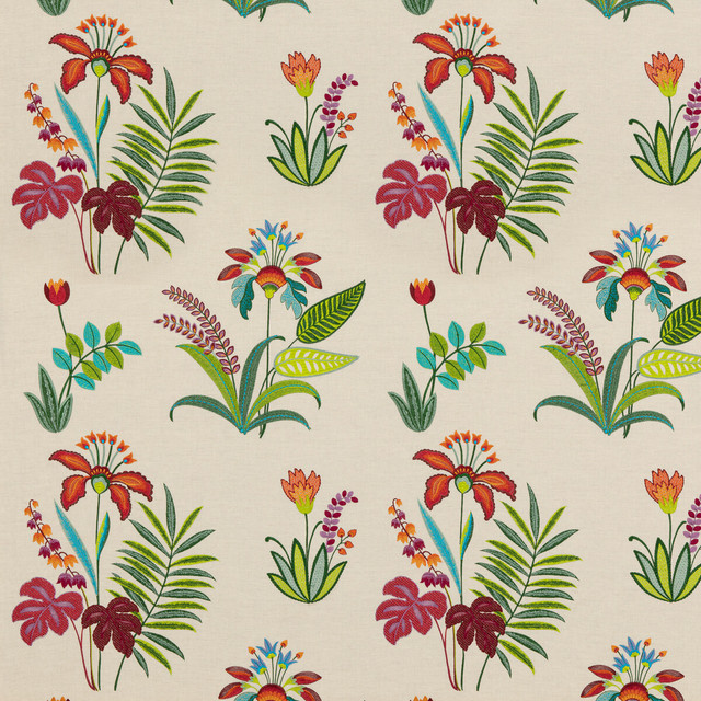 Botanical Paradise Multi by Baker Lifestyle Designer Fabric FIESTA LINEN - 45%;COTTON - 30%;VISCOSE - 25% India - Horizontal: 26.398 and Vertical: 29.55 52.796 - Swanky Fabrics -