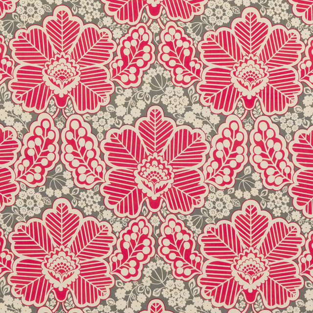Arbour Fuchsia by Baker Lifestyle Designer Fabric BLOCK PARTY COTTON - 100% India - Horizontal: 17.336 and Vertical: 17.73 52.796 - Swanky Fabrics -