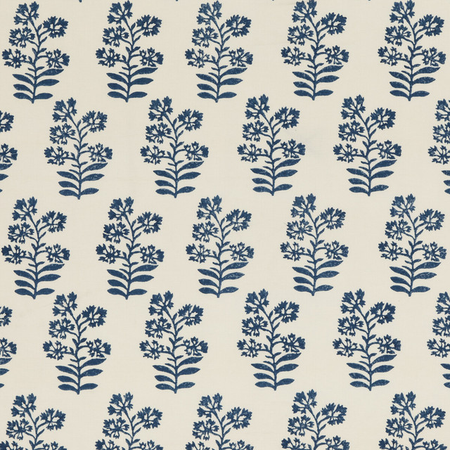 Wild Flower Indigo by Baker Lifestyle Designer Fabric BLOCK PARTY LINEN - 56%;COTTON - 44% India - Horizontal: 5.91 and Vertical: 13.396 53.978 - Swanky Fabrics -