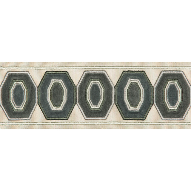 Geodex Steel Grey by Kravet Design Designer Trim BRAIDS BANDS & BORDERS RAYON - 75%;COTTON - 25% India - Horizontal: 3 and Vertical: 12.7 3 - Swanky Fabrics -