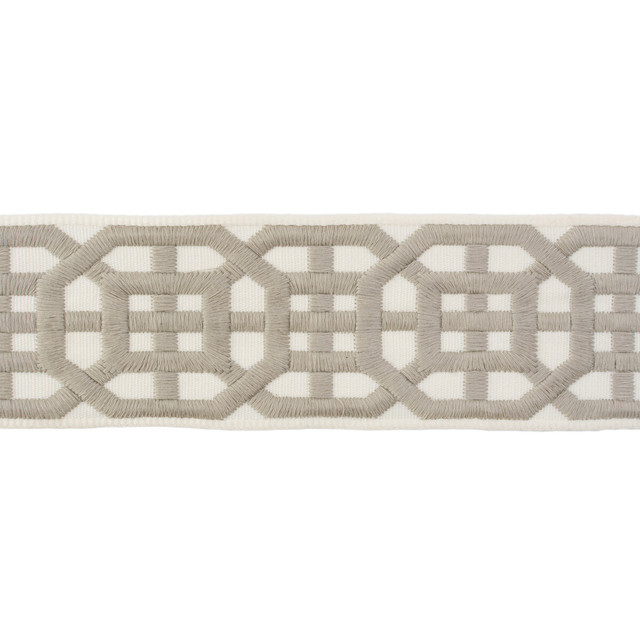 Avignon Tape Grey by Lee Jofa Designer Trim SUZANNE KASLER COLLECTION II RAYON - 63.6%;POLYESTER - 36.4% India - Horizontal: 2.4 and Vertical: 3.6 2.5 - Swanky Fabrics -