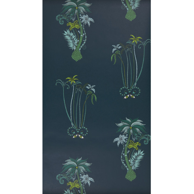 Jungle Palms Navy by Clarke And Clarke Designer Wallcovering ANIMALIA BY EMMA J SHIPLEY FOR C&C - United Kingdom - Horizontal: 0 and Vertical: 30.125 20.5 - Swanky Fabrics -