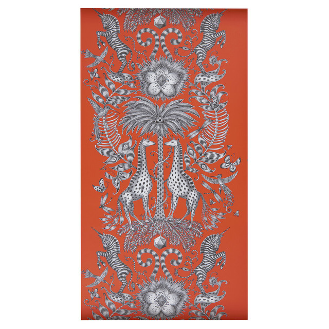 Kruger Flame by Clarke And Clarke Designer Wallcovering ANIMALIA BY EMMA J SHIPLEY FOR C&C - United Kingdom - Horizontal: 0 and Vertical: 27.125 20.5 - Swanky Fabrics -