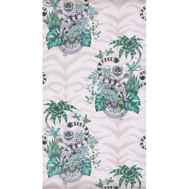 Lemur Pink by Clarke And Clarke Designer Wallcovering ANIMALIA BY EMMA J SHIPLEY FOR C&C - United Kingdom - Horizontal: 0 and Vertical: 25.25 20.5 - Swanky Fabrics -