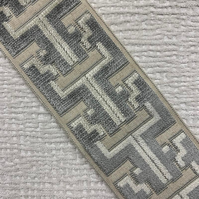Banks Tape Gray by Magnolia Designer Trim - 31Poly/58Ray/11Lin China Horizontal: and Vertical: 3.5 - Swanky Fabrics -