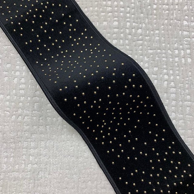 Estella Tape Black by Magnolia Designer Trim - 82Poly/11Ray/7Met China Horizontal: and Vertical: 3.15 - Swanky Fabrics -