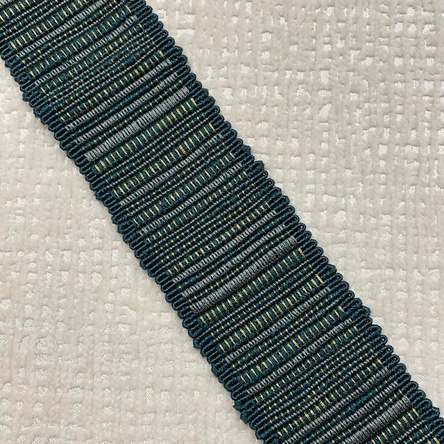 Reese Tape Emerald by Magnolia Designer Trim - 64Cot/26Ray/5Lin/5Met China Horizontal: and Vertical: 2.5 - Swanky Fabrics -