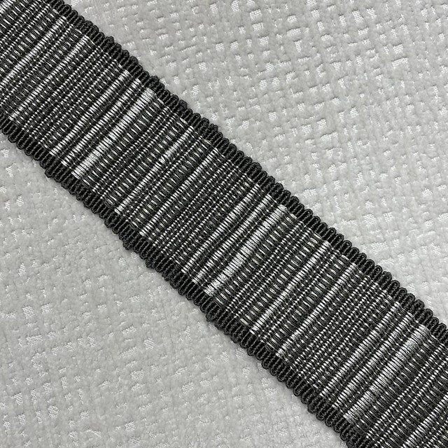 Reese Tape Gray by Magnolia Designer Trim - 64Cot/26Ray/5Lin/5Met China Horizontal: and Vertical: 2.5 - Swanky Fabrics -