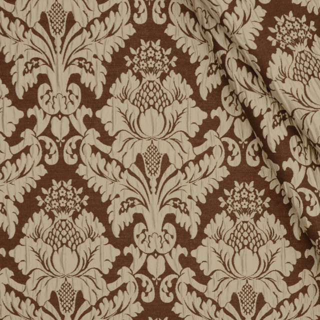 Fearless Chocolate by Mitchell Designer Fabric #1408 - Gallantry Collection 100% POLYESTER China 15000 </p><p>Repeat: Horizontal: 7.125 and Vertical: 11 57 - Swanky Fabrics -