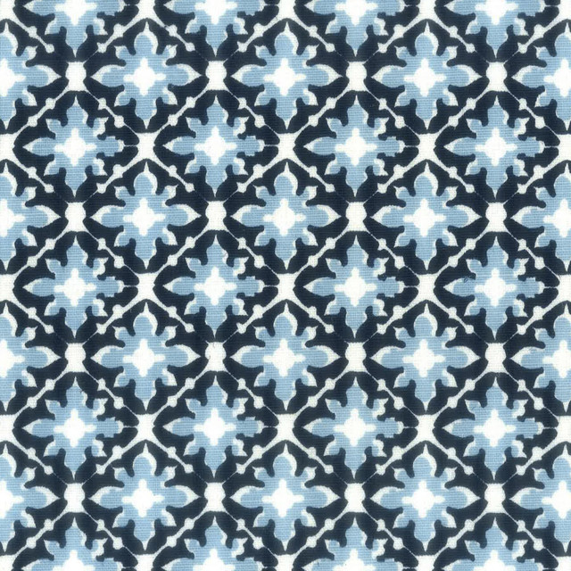 Tile 3 Navy by Aoc Designer Fabric LA BELLA VITA 50%COT 50%LIN USA CATB 117-2013 Horizontal: 2.25 and Vertical: 2.25 54 in - Swanky Fabrics -