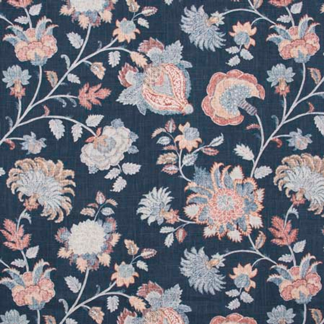 Favorite Pastime Indigo by Carole Designer Fabric Red Sea 55% Linen, 45% Rayon -SSR China 12,000 Wyzenbeek Double Rubs Horizontal: 27" and Vertical: 25 1/4" V 54" - Swanky Fabrics -