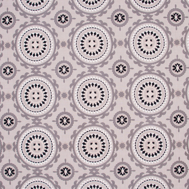 Suzanni Way Nickel by Carole Designer Fabric White Smoke 84% Cotton, 16% Polyester India N/A Horizontal: 10.625 and Vertical: 9.5 51.5 - Swanky Fabrics -