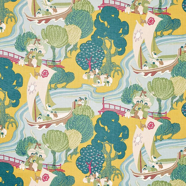 Pearl River Yellow 173066 by Schumacher Designer Fabric Schumacher Classics 26.25" - Swanky Fabrics -