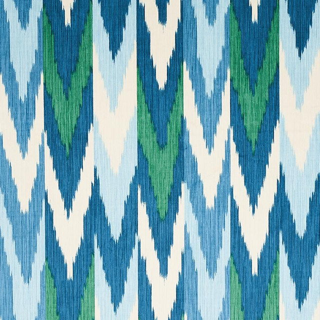 Kashgar Velvet Ikat Peacock & Emerald 176104 by Schumacher Designer Fabric Cut & Patterned Velvets 14.0" - Swanky Fabrics -