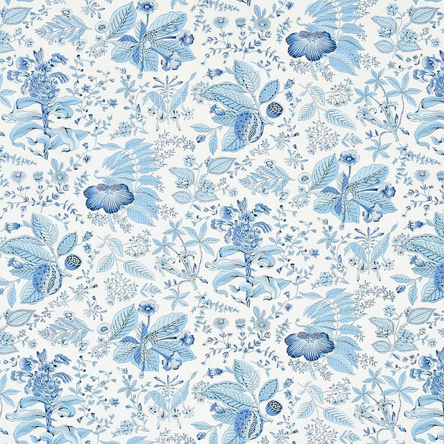 Pomegranate Botanical Blue 178124 by Schumacher Designer Fabric Schumacher Classics 18.0" - Swanky Fabrics -