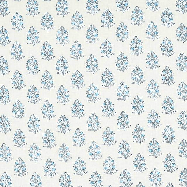 Aditi Hand Blocked Print Blue 179360 by Schumacher Designer Fabric Jacaranda 3.0" - Swanky Fabrics - Aditi Hand Blocked Print Blue 179360 by Schumacher Designer Fabric Jacaranda 3.0" - Swanky Fabrics -