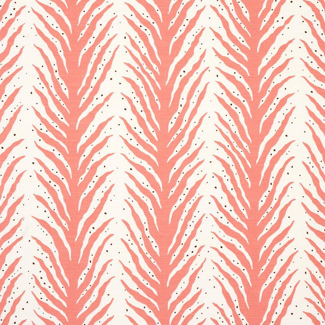 Creeping Fern Print Coral 179482 by Schumacher Designer Fabric Happy Together 27.0" - Swanky Fabrics -
