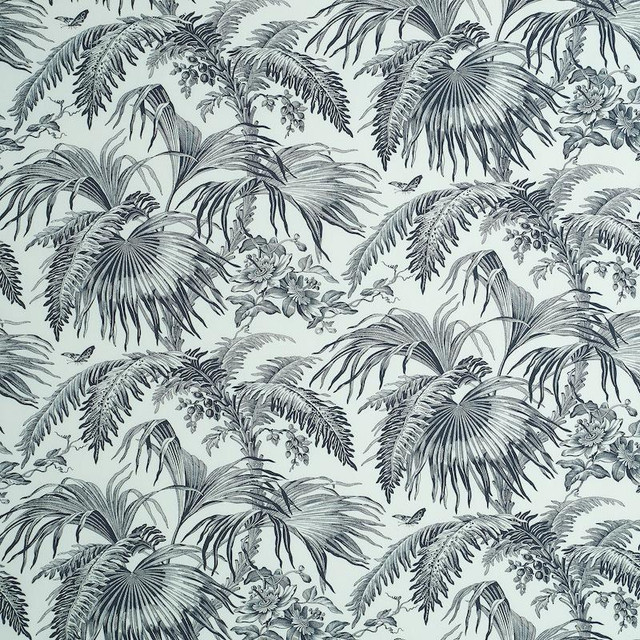 Toile Tropique Black 179511 by Schumacher Designer Fabric Jill Lasersohn 18.0" - Swanky Fabrics -