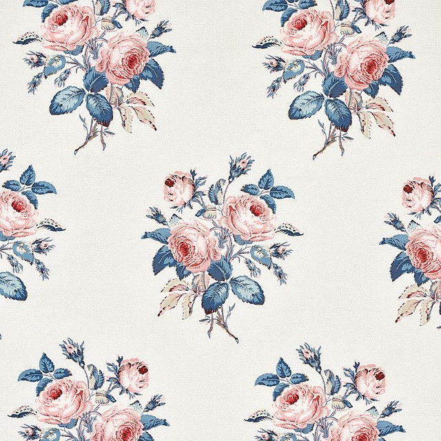 Loudon Rose Rose & Blue 179632 by Schumacher Designer Fabric Schumacher Classics 13.5" - Swanky Fabrics - Loudon Rose Rose & Blue 179632 by Schumacher Designer Fabric Schumacher Classics 13.5" - Swanky Fabrics -