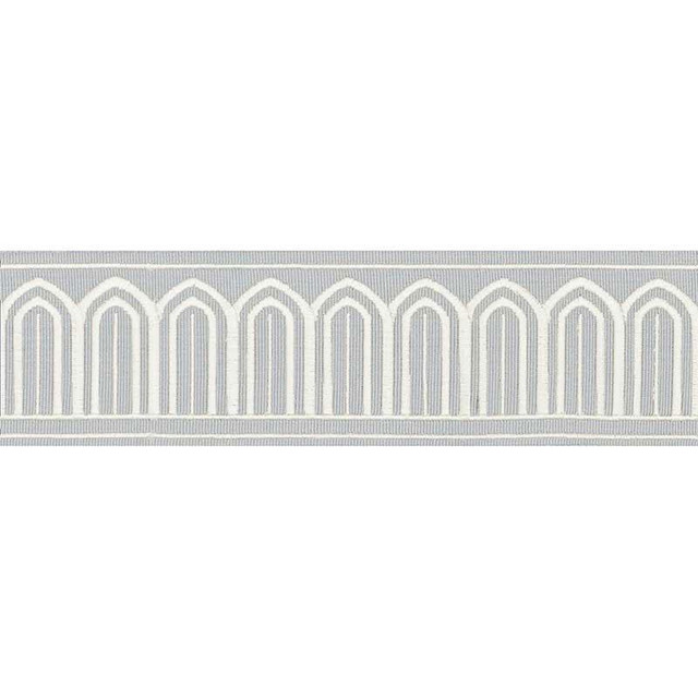 Arches Embroidered Tape Medium Sky 70763 by Schumacher Designer Trim Miles Redd 1.8" - Swanky Fabrics - Arches Embroidered Tape Medium Sky 70763 by Schumacher Designer Trim Miles Redd 1.8" - Swanky Fabrics -