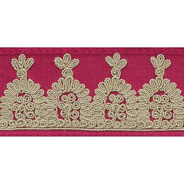 Noelia Embroidered Tape Garnet 74152 by Schumacher Designer Trim Ottoman Chic 1.0" - Swanky Fabrics - Noelia Embroidered Tape Garnet 74152 by Schumacher Designer Trim Ottoman Chic 1.0" - Swanky Fabrics -
