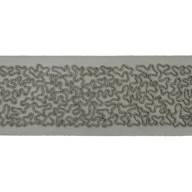 Vermicelli Beaded Tape Gunmetal 77480 by Schumacher Designer Trim Rive Gauche - Swanky Fabrics -