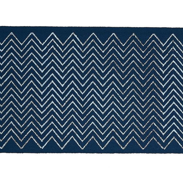 Leora Hand Blocked Tape Indigo 79652 by Schumacher Designer Trim Jacaranda 6.25" - Swanky Fabrics -