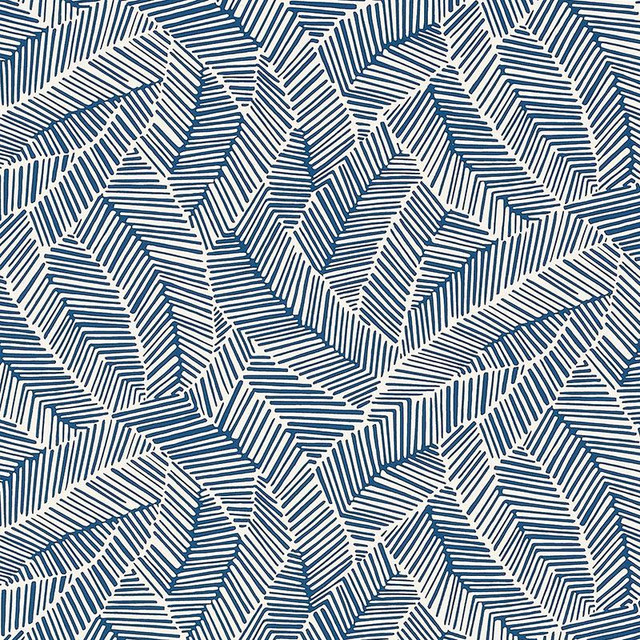 Abstract Leaf Navy 5007533 by Schumacher Designer Wallpaper Drawn From Nature 27.0" - Swanky Fabrics - Abstract Leaf Navy 5007533 by Schumacher Designer Wallpaper Drawn From Nature 27.0" - Swanky Fabrics -