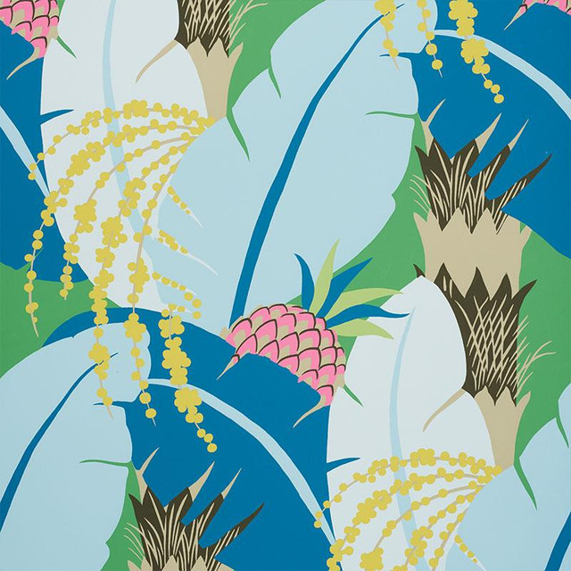 Ananas Peacock 5009170 by Schumacher Designer Wallpaper Tropicana 27.0" - Swanky Fabrics - Ananas Peacock 5009170 by Schumacher Designer Wallpaper Tropicana 27.0" - Swanky Fabrics -