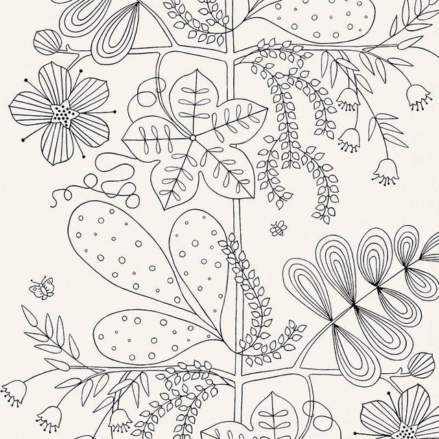 Blommen Noir / Blanc 5007490 by Schumacher Designer Wallpaper Drawn From Nature 27.0" - Swanky Fabrics - Blommen Noir / Blanc 5007490 by Schumacher Designer Wallpaper Drawn From Nature 27.0" - Swanky Fabrics -