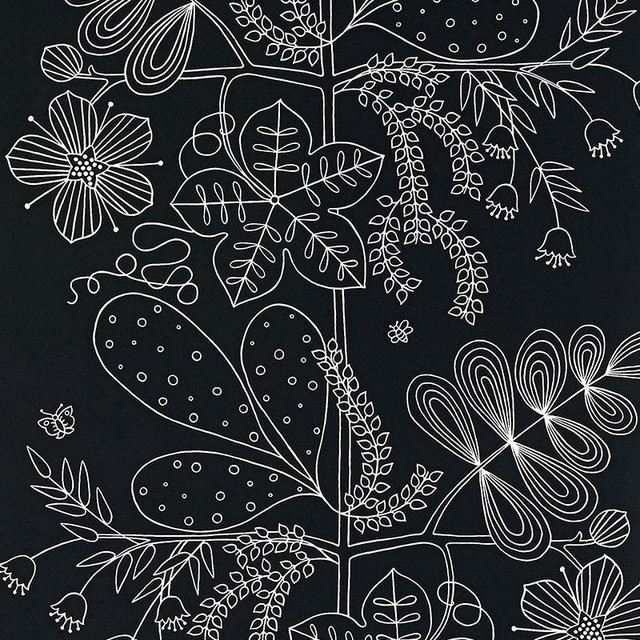 Blommen Ebony 5007494 by Schumacher Designer Wallpaper Drawn From Nature 27.0" - Swanky Fabrics - Blommen Ebony 5007494 by Schumacher Designer Wallpaper Drawn From Nature 27.0" - Swanky Fabrics -