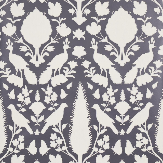 Chenonceau Charcoal 5004123 by Schumacher Designer Wallpaper Exuberant Prints 13.5" - Swanky Fabrics -