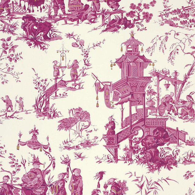 Chinois Peony 5007001 by Schumacher Designer Wallpaper Print Happy 27.0" - Swanky Fabrics - Chinois Peony 5007001 by Schumacher Designer Wallpaper Print Happy 27.0" - Swanky Fabrics -