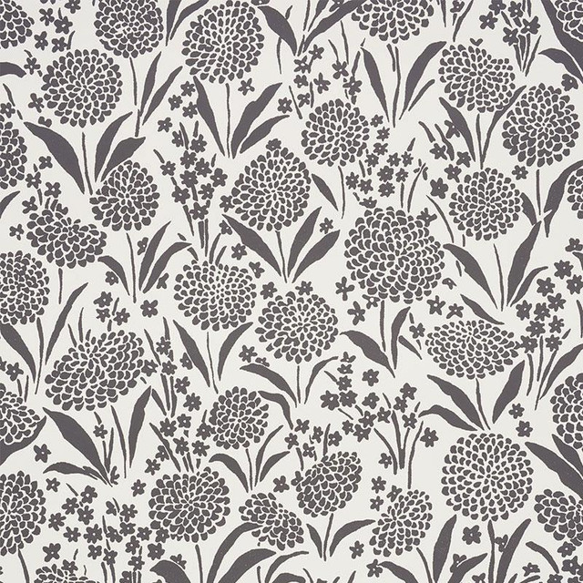 Chrysanthemum Carbon 5009553 by Schumacher Designer Wallpaper Small-Print Wallpapers 13.5" - Swanky Fabrics - Chrysanthemum Carbon 5009553 by Schumacher Designer Wallpaper Small-Print Wallpapers 13.5" - Swanky Fabrics -