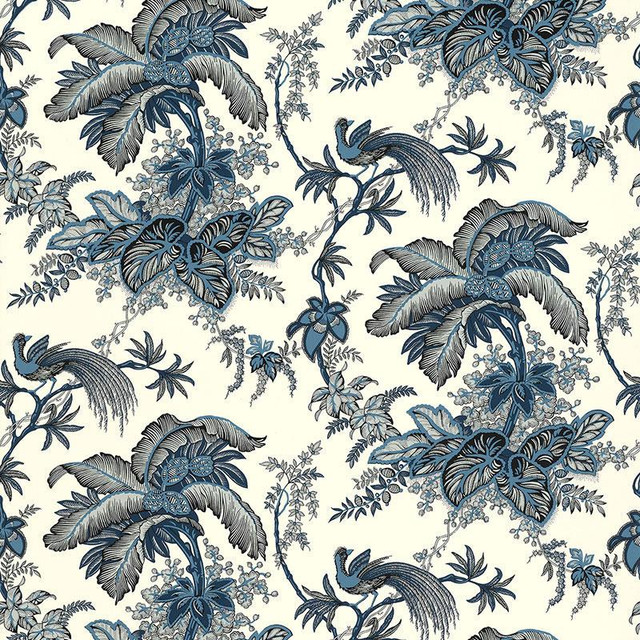 Coconut Grove Lapis 5004050 by Schumacher Designer Wallpaper Classic Prints 13.5" - Swanky Fabrics - Coconut Grove Lapis 5004050 by Schumacher Designer Wallpaper Classic Prints 13.5" - Swanky Fabrics -