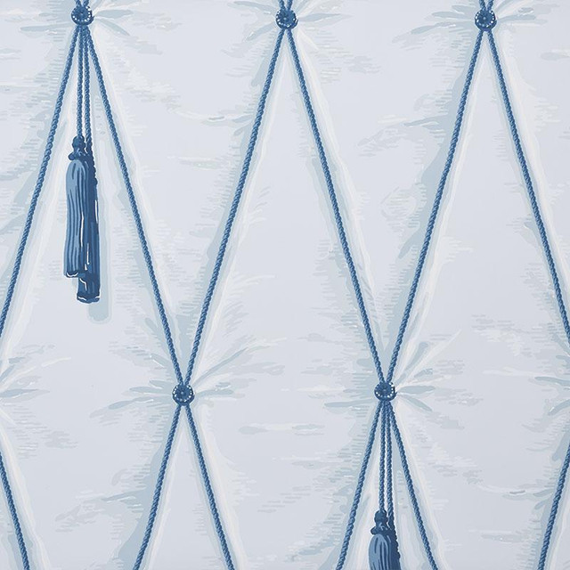 Drapery Blue 5009162 by Schumacher Designer Wallpaper Trompe L'Oeil 9.0" - Swanky Fabrics - Drapery Blue 5009162 by Schumacher Designer Wallpaper Trompe L'Oeil 9.0" - Swanky Fabrics -
