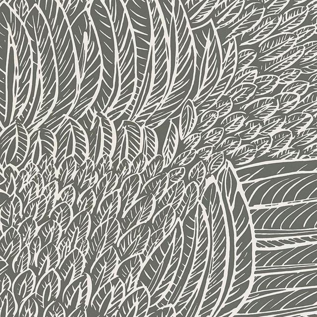 Featherfest Slate 5007564 by Schumacher Designer Wallpaper Drawn From Nature 27.0" - Swanky Fabrics - Featherfest Slate 5007564 by Schumacher Designer Wallpaper Drawn From Nature 27.0" - Swanky Fabrics -