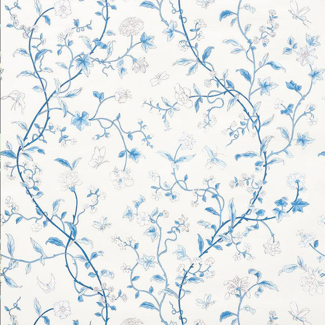 Floraison Porcelain 5009110 by Schumacher Designer Wallpaper Signature Schumacher 27.0" - Swanky Fabrics - Floraison Porcelain 5009110 by Schumacher Designer Wallpaper Signature Schumacher 27.0" - Swanky Fabrics -