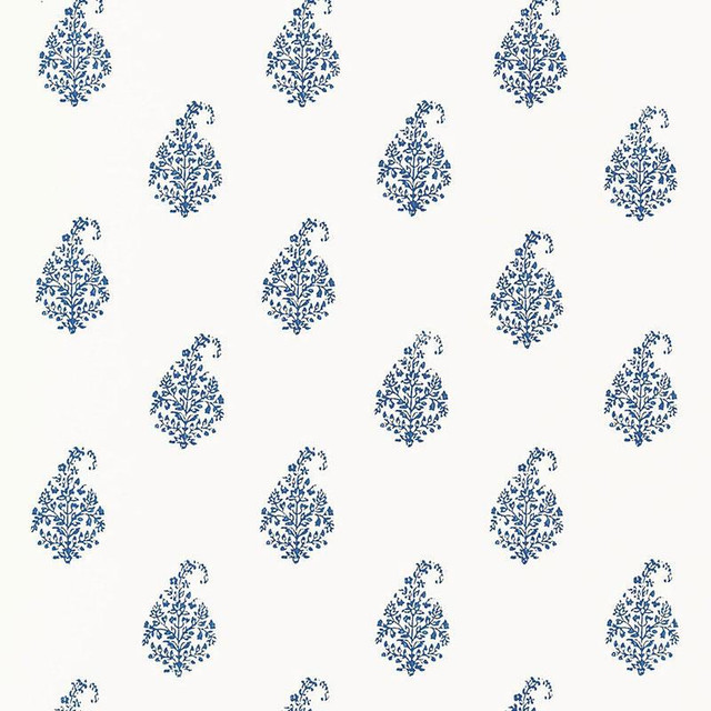Kerala Paisley Delft 5005281 by Schumacher Designer Wallpaper Jaipur - Swanky Fabrics - Kerala Paisley Delft 5005281 by Schumacher Designer Wallpaper Jaipur - Swanky Fabrics -