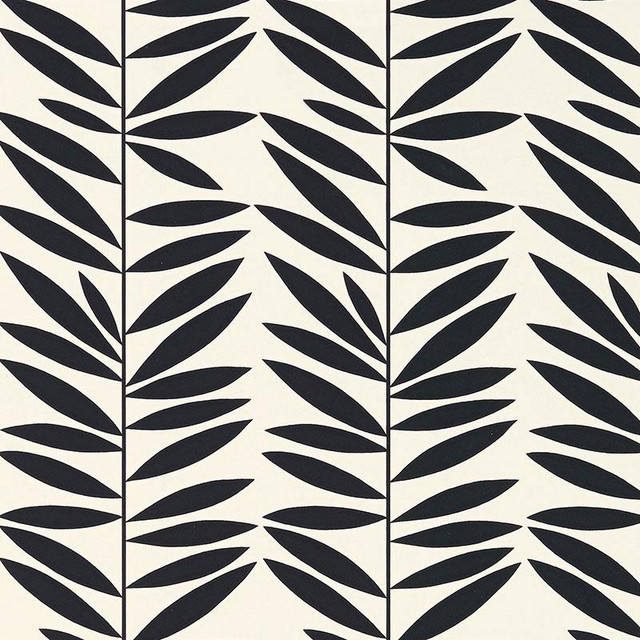 Leaf Stripe Ebony 5007513 by Schumacher Designer Wallpaper Drawn From Nature 6.75" - Swanky Fabrics -