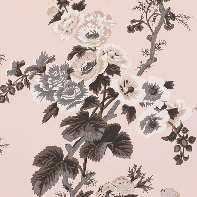 Pyne Hollyhock Blush 5006924 by Schumacher Designer Wallpaper Print Happy 27.0" - Swanky Fabrics - Pyne Hollyhock Blush 5006924 by Schumacher Designer Wallpaper Print Happy 27.0" - Swanky Fabrics -