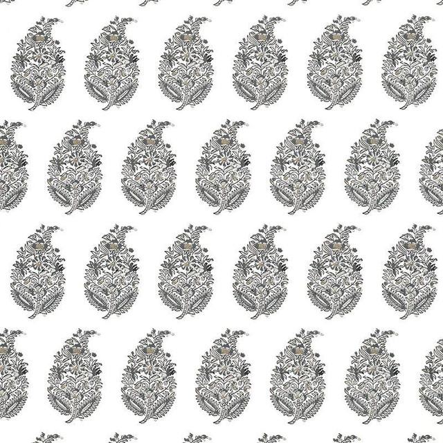 Rajasthan Paisley Silver 5004474 by Schumacher Designer Wallpaper Greenhouse 4.5" - Swanky Fabrics - Rajasthan Paisley Silver 5004474 by Schumacher Designer Wallpaper Greenhouse 4.5" - Swanky Fabrics -